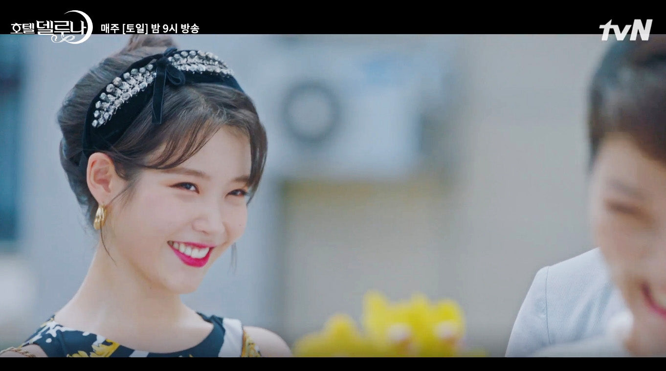 IU Hotel Del Luna Hair Band 13 Episode Velvet Ribbon Crystal - Kpopstores.Com