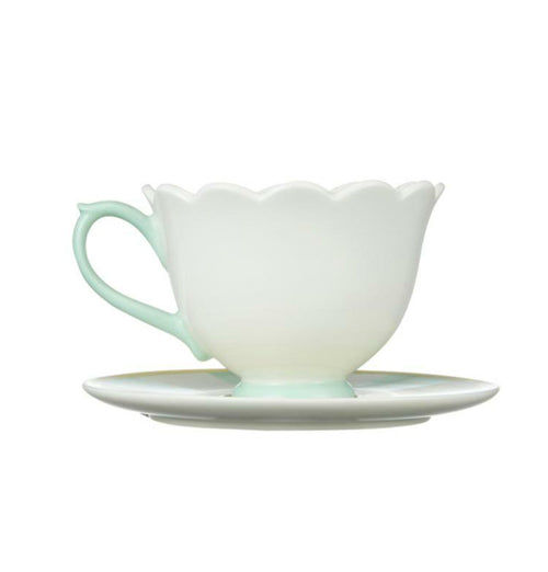 Starbucks Mug and Saucer 237ml Flower Garden Light Green