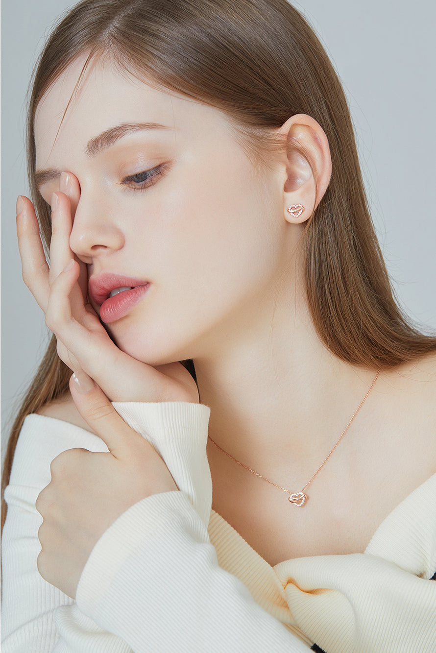 J.ESTINA Eterno Heart Silver Rose Gold Necklace