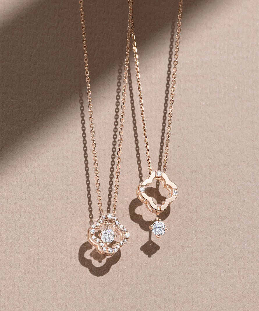 J.ESTINA CLOVIA DUELLO Silver Rose Gold Plated Necklace