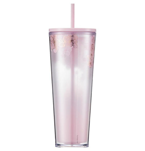 Limited edition Starbucks Cherry Blossom Cup from the 2022 Fall collection. A pink cold cup with delicate petals design, perfect for collectors and Starbucks lovers.