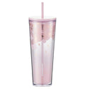 Starbucks 2022 Cherry Blossom Pink Cold Cup with Fall Petals design, 710ml capacity, featuring a limited edition floral print for spring enthusiasts.